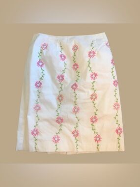 90s Y2K Larkspur White Floral
Embroidered Cottagecore Skirt